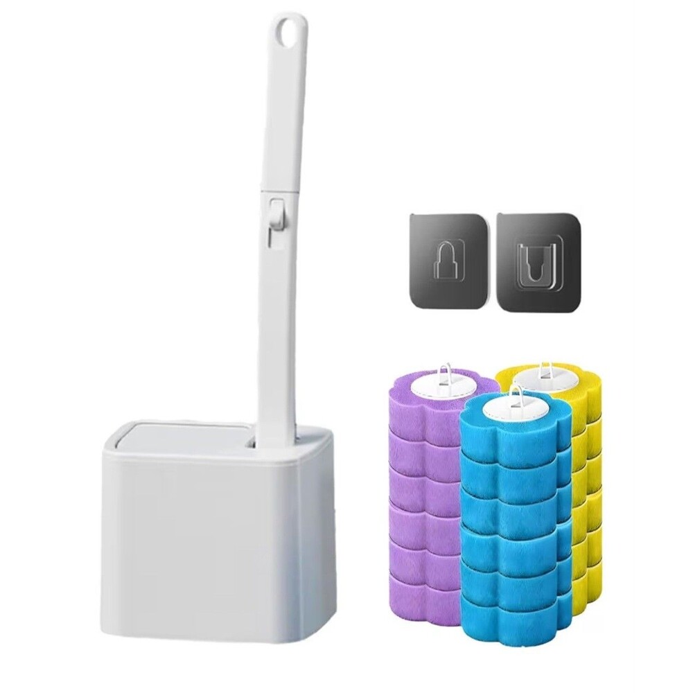 SNOFRID Disposable Toilet Brush Toilet Bowl Wand Holder Set 24PCS Cleaner - NEW